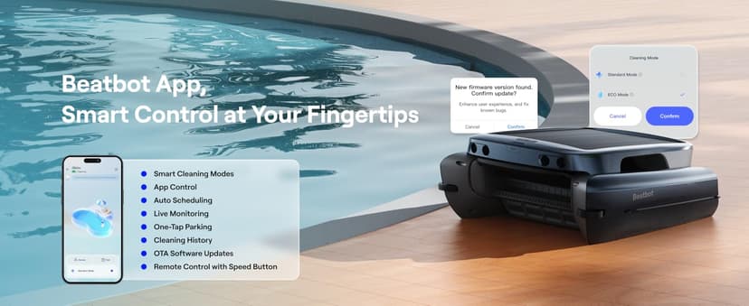 Beatbot iSkim Cordless Robotic Pool Skimmer with 9L Filter Basket, 24/7 Cleaning Solar Powered, 10000mAh Battery, 28-Hour Runtime, Auto Return, Smart Obstacle Avoidance, APP Control -Navy Blue