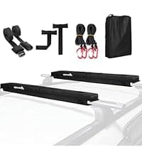 Abahub Soft Roof Rack Pads with 2 Tie Down Straps, 2 Tie Down Ropes, 2 Hood Loops and Storage Bag, for Surfboard, Kayak, Canoe, Heavy Duty Universal Car Roof Racks System