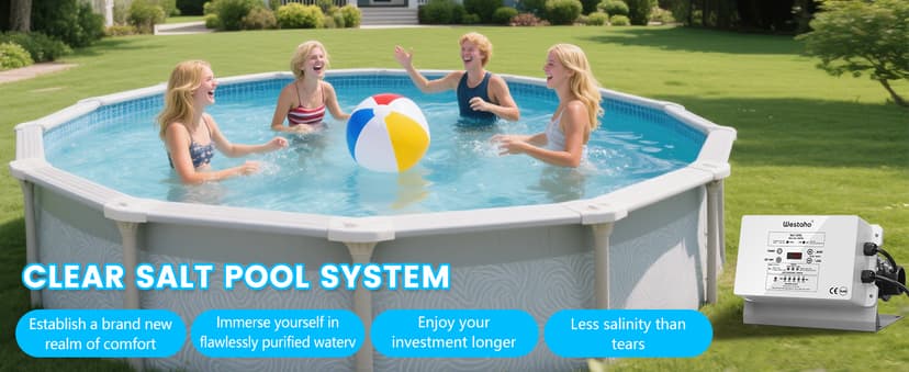 WiFi Salt Chlorine Generator, Westaho Salt Chlorination System with USA Titanium Cell, Real-Time Monitoring & App Control, for Above Ground Pools Up to 15,000 Gallons, Compatible with Intex Pool