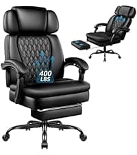 Executive Office Chair, Ergonomic Home Office Desk Chair with Lumbar Support & Flip-up Armrest, PU Leather Computer Seating for Shorter Users, Black