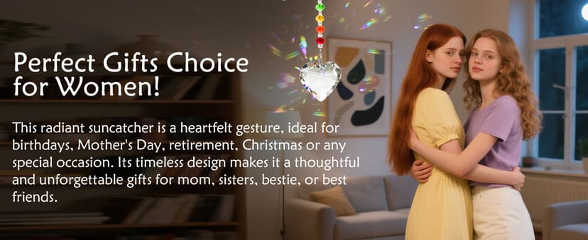 Birthday Gifts for Women Friendship, New Beginning Gifts for Her Friends Coworkers Her Wife Mom Daughter Sister Aunt Heart Crystals Suncacther