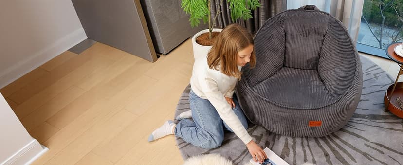 Bean Bag Chair, Cozy Fluffy Beanbag Chairs with Filler for Teens and Kids, Floor Lazy Sofa for Living Room Gaming & Reading (M-Charcoal)