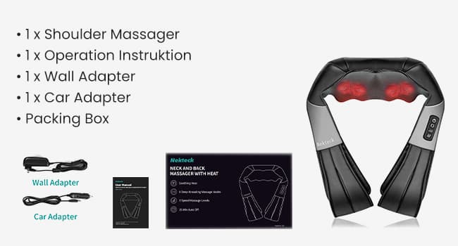 Nekteck Shiatsu Neck Massager for Pain Relief Deep Tissue with Heat, 3D Kneading Massage Pillow Back Shoulder Massagerfor Body Muscle, Plug-in Use for Home Office Car, Gifts for Mom Dad Him Her