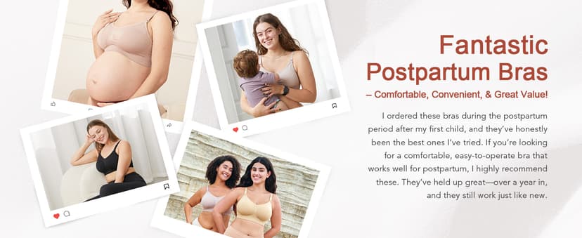 HOFISH 3PACK Full Bust Seamless Nursing Maternity Bras Bralette S-XXL with Extra Bra Extenders & Clips