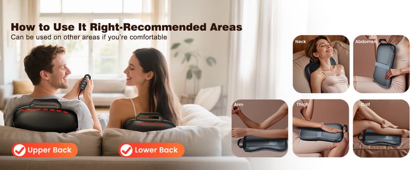 Shiatsu Back Massager with Heat : Up and Down Rolling Massage - Electric Back Massager for Pain Relief Deep Tissue - Heated Lower Back Massager for Office, Home Use