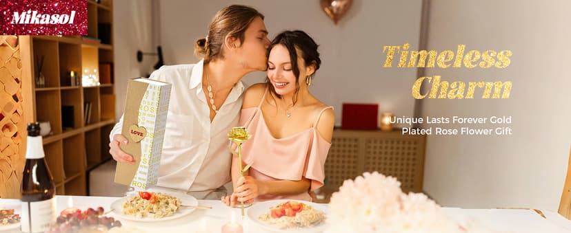 Mikasol Gold Dipped Real 24K Gold Rose, 1 Pack Infinity Flower Decor Hand Dipped in 24K Romantic Rose Gifts for Women in Her Wife Girlfriend Birthday Anniversary Valentines Mothers Day Christmas B0CC5R3S9V