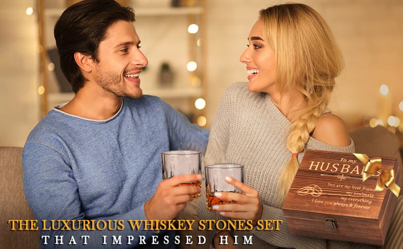 Oaksea Gifts for Husband Him Men, Reusable Stainless Steel Engraved Whiskey Stones Glasses Set Gifts, Birthday Wedding Stocking Stuffers for Husband Dad Boyfriend Fiance, Cool Burbon Scotch Set Gifts