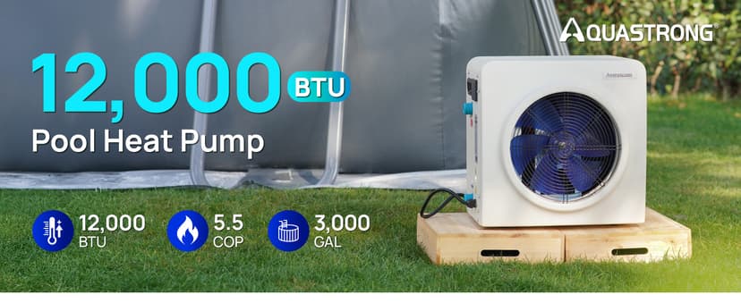 AQUASTRONG Swimming Pool Heat Pump,Electric Pool Heater for Above Ground and Inground Pool,Heating and Cooling Pool Heater Pools Up to, 3000 Gallons