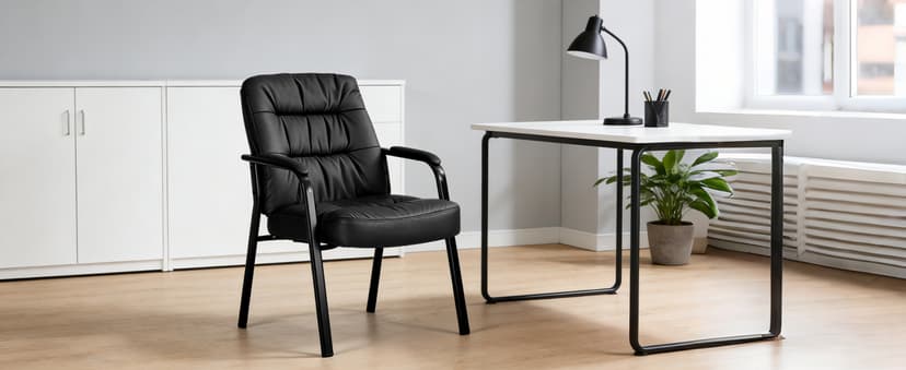 OLIXIS Office Waiting Room Guest Chair, 500lbs Office Reception Lobby PU Leather Chair No Wheels with Padded Armrest for Conference Lobby Medical Waiting Area Bedroom Elderly, Black