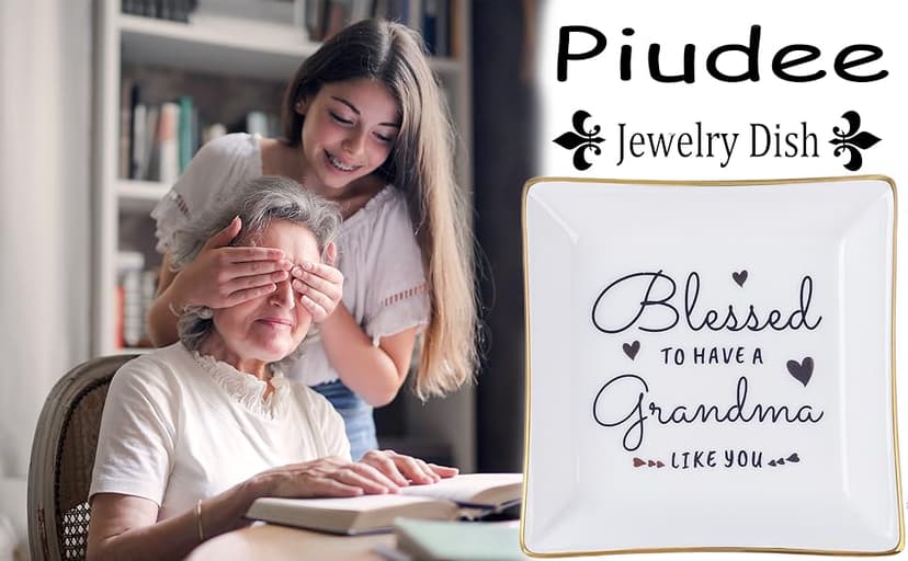 Grandma Birthday Gifts from Granddaughter Grandson, Gift for Grandma Jewelry Ring Dish Blessed to have a grandma like you, Mother's Day Christmas Valentines Day Gifts for Grandma Nana