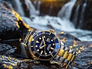 Stuhrling Original Men's Dive Watch, Swiss Movement, Stainless Steel, Blue Dial, Stainless Steel Bracelet, 100M Water Resistant