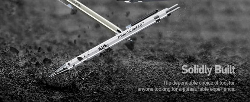 Four Candies 0.7mm Mechanical Pencil Set with Case - 4PCS Metal Mechanical Pencils, 8 Tubes HB #2 Lead Refills, 3PCS 4B Erasers and 9PCS Eraser Refills, Lead Mechanical Pencils for Writing & Drawing