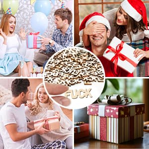 Birthday Gag Gifts for Women Men Adults Her Him, Jar of Wooden Cutout Letter Piece (5oz) - White Elephant Gifts for Friend Coworker Funny Presents Ideas for Christmas Valentines Anniversary Retirement