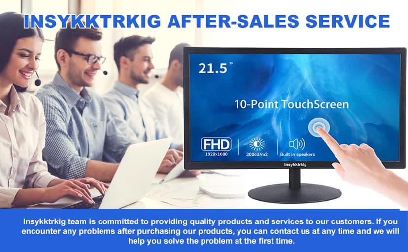 Touchscreen Monitor 21.5" FHD 1080P Multi-Touch Screen HDMI VGA Type-B Dual Speakers,75Hz,VESA,Brightness 300cd/m²,Tilt Adjust,PC Office Laptop Business Computer Desktop Touch Display