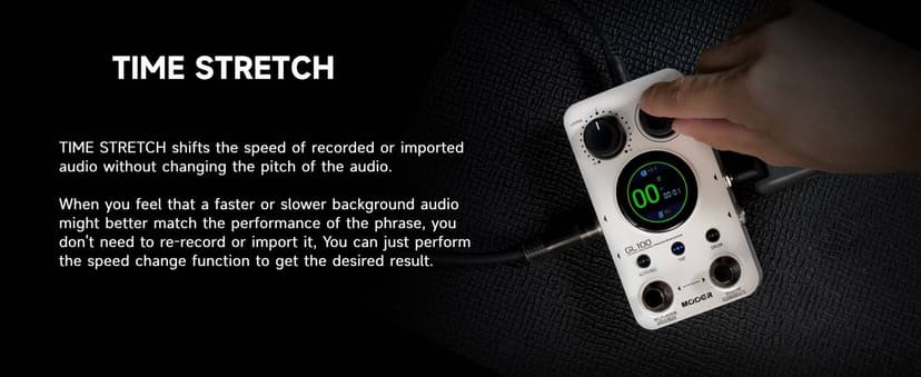 MOOER GL100 Looper Pedal Drum Machine, 2 in 1 Drum Looper Guitar Pedal 1.3-inch Touchsreen 100 Slots with 300 Minutes in Total Auto-record Time Stretch Function Dedicated Editor Software