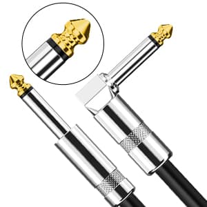 Aqdocvf Guitar Cable, Guitar Cord 10ft, AMP Cord for Bass & Electric Guitars/Keyboard/Mandolin, Pro Audio Instrument Cable (Right Angle to Straight, Black)