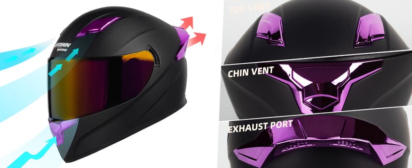 F-700 Full Face Motorcycle Helmet for Adults, DOT FMVSS 218 Certified Street Bike Helmet with Tinted Shield, Clear Replacement Visor and Removable Liner