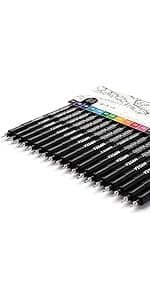YISAN Drawing Art Pens,Micro Fineliner Pens,Fine Tip Manga Markers for Artist Sketch Technical,Black,12 Set,902195