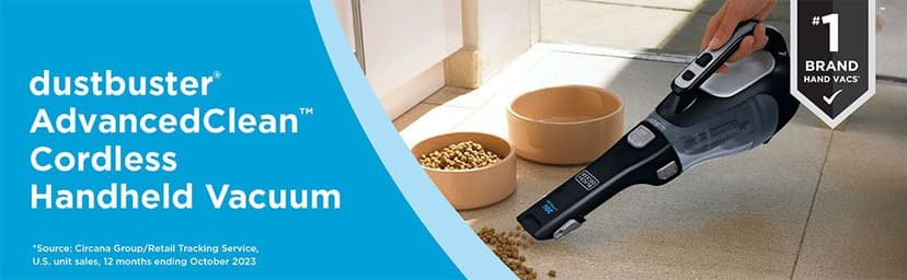 BLACK+DECKER dustbuster 20V Hand Vacuum Cordless Rechargeable, Car Vacuum Portable, Powerful Suction AdvancedClean Hand Vac with Extendible Crevice Tool, Flip-Up Brush and Charging Base (BDH2000L)