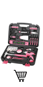 Apollo Tools Original 39 Piece General Household Tool Set in Toolbox Storage Case with Essential Hand Tools for Everyday Home Repairs, DIY and Crafts - Pink Ribbon - Pink - DT9706P