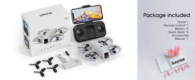 drone with Camera 4K for Adult Beginners,RC Quadcopter featuring Altitude Hold, One-Key Takeoff/Landing, Auto Follow,3-Speed Adjustment,Stunt Roll -Ideal Holiday Gift.