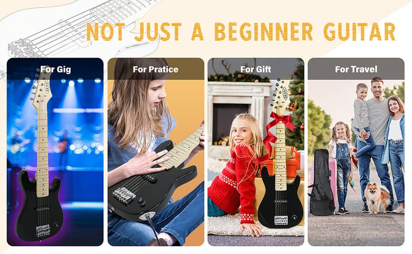 ZENY 30 inch Kids Electric Guitar with 5w Amp, Gig Bag, Strap, Cable, Strings and Picks Guitar Combo Accessory Kit, Blue