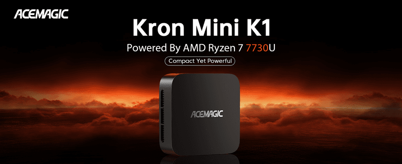 ACEMAGICIAN Kron Mini K1 Mini PC, Ryzen 7 7730U(Upgraded 5825U/7430U), 16GB DDR4 512GB SSD Mini Computers(up to 4.5Ghz), Light Gaming Desktop 4K Triple Display Mini Desktop Bluetooth/WiFi6/Office