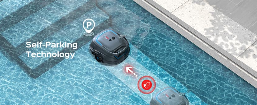 WYBOT A1 Robotic Pool Cleaner – Dual-Layer Filtration, Strong Suction, 130-Min Runtime, Cordless Pool Vacuum for Above-Ground & Flat Pools up to 1,100 Sq. Ft., 4 Cleaning Modes (Darkgrey)