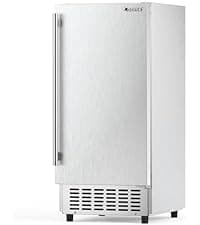 Coolski Commercial Nugget Ice Maker Machine, 100Lbs Daily Production, Under Counter Sonic Ice Machine with 20Lbs Dual Storage Bin, Pebble Pellet Ice Maker for Home, Office, Cafe, Gravity Drain