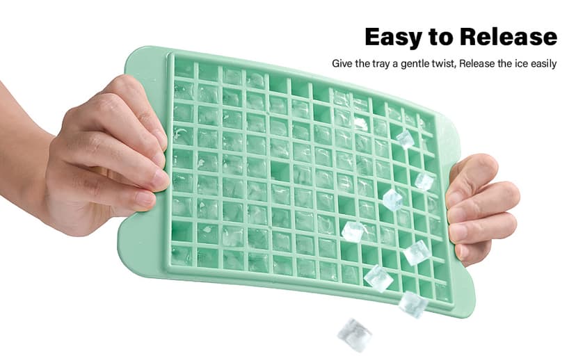 Mini Ice Cube Tray for Freezer: FDDBI Small Ice Trays for Freezer with Bin - 117×4PCS Easy Release Nugget Ice Tray - Crushed Ice Tray with Container