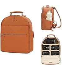 Divvia Camera Backpack Classic PU Leather with 15 Inch Laptop Compartment, Professional Camera Bag for Photographers for DSLR Large 20L