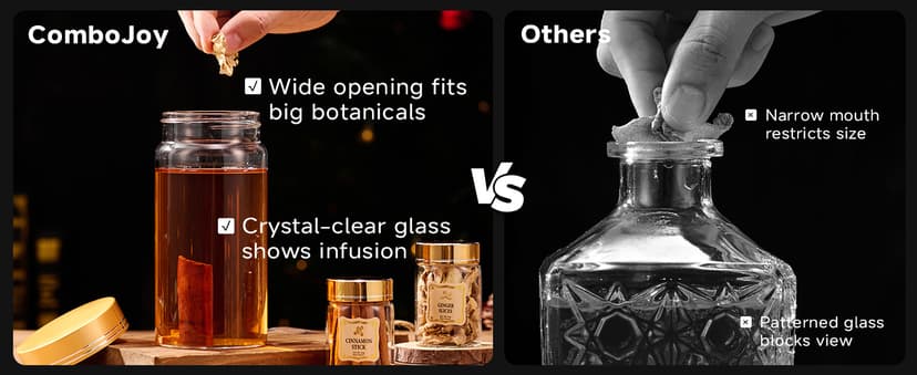 Whiskey Infusion Kit Gifts for Men – 12 Natural Ingredients, Decanter, Infusion Jar, Glass, Ice Mold – DIY Whiskey, Bourbon, Rum & Cocktail Infusion Set for Him, Dad, Husband