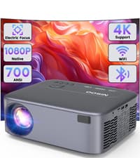 Projector with WiFi and Bluetooth, Upgrade Outdoor Projector, Mini Movie Projector Supports 1080P Synchronize Smartphone Screen by WiFi/USB Cable for Home Entertainment