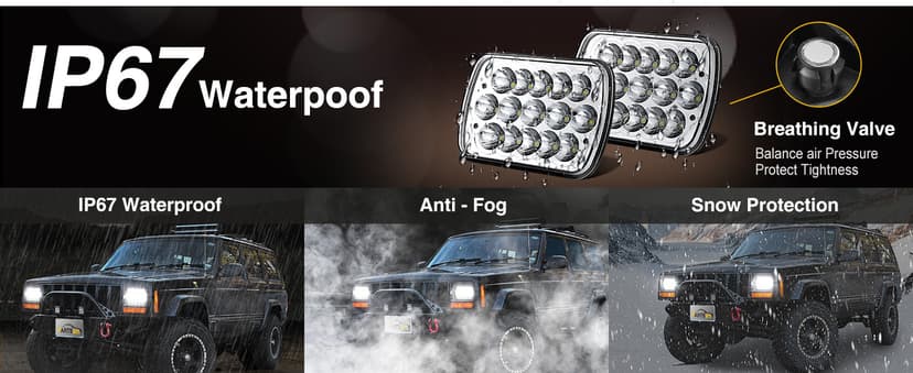 Partsam 2PCS Rectangle H6054 LED Headlights 5x7 7x6 Headlamp Hi/Low Sealed Beam H4 9003 Plug 6054 H5054 Compatible with S10 Blazer Express Van/Wrangler YJ XJ Cherokee Truck Van