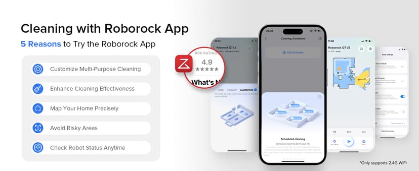 roborock Q7 L5 Robot Vacuum and Mop Combo, 8,000Pa Suction, Upgraded from Q5 Pro, Dual Anti-Tangle System, LiDAR Navigation, Multi-Level Mapping, Self-Charging Robotic Vacuum Cleaner, Black