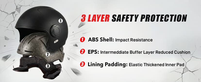 TRIANGLE Convertible Full Face Motorcycle Helmet DOT Approved for Men Women, Multi-Configuration 3/4 Open Face Street Bike Helmet with Internal Tinted Sunshield, Includes Storage Bag