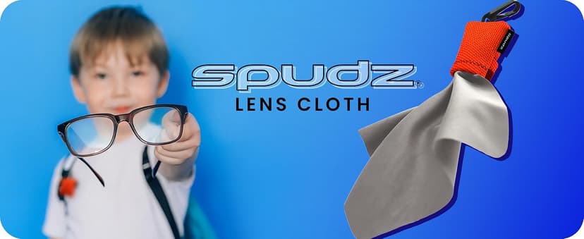 SPUDZ Classic Microfiber Lens Cleaner – Clip-On Pouch, Washable – for Binoculars, Scopes, Glasses, Screens | Black, 6 x 6 Inch