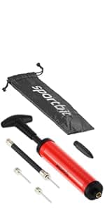 SPORTBIT Ball Pump for Sports Balls - Push & Pull Inflating System - Hand Pump for All Exercise Balls - Volleyball Pump, Basketball Inflator, Football & Soccer Ball Air Pump - Goes with 5 Needles Set