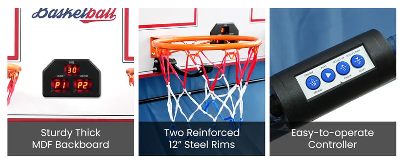 BAGAIL Basketball Arcade Game, Electronic Basketball Shooting Game with 8 Game Modes, Arcade Sounds, Foldable Frame, 4 Balls, Inflation Pump, Ideal Indoor Sport Games for All Players - Dual Shots