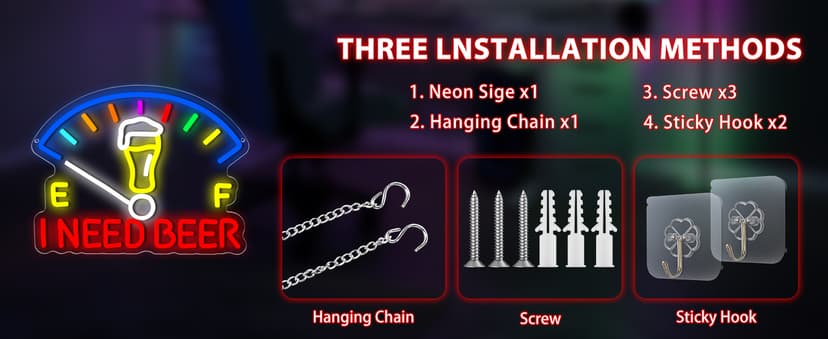 I Need Beer Neon Sign for Wall Decor Dimmable Beer LED Light Beer Dashboard Bar Neon Light for Man Cave Bar Pub Party Restaurant Christmas Birthday Gift Art Size13.6 * 12.5(WZCP020)