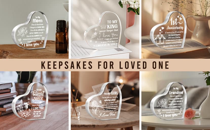 1 Year Anniversary Wedding Gifts for Boyfriend Girlfriend, One Year 1st Anniversary Romantic Gifts for Him Her, Heart Shaped Acrylic Block for Couple Husband Wife, Penguin Keepsake