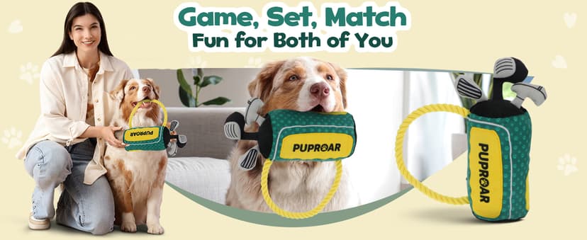 PUPROAR Golf Dog Toy, Dog Birthday Gift, Funny Squeaky Plush Rope Golf Bag Toy for Small, Medium & Large Breeds B0D9PDDT2D
