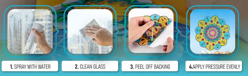 Hula Home Stained Glass Mandala Art Kit - DIY Window Clings with Markers, 10 Suncatchers - Perfect Hobby for Adults, Kids, Teens & Seniors - Ideal Gift for Beginners, Women & Elderly