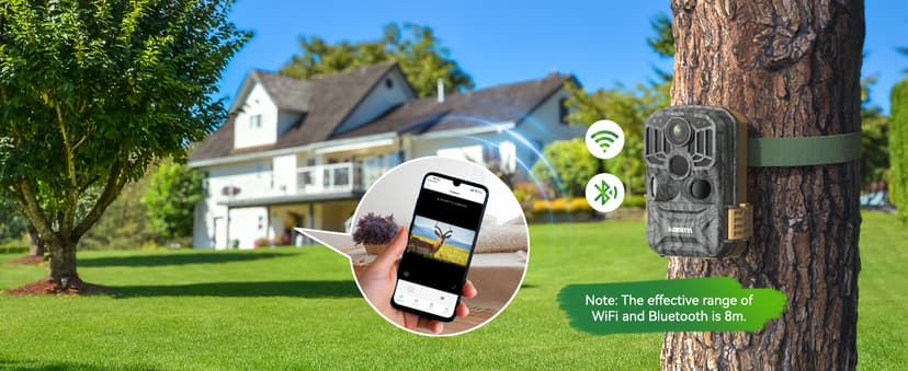 DEATTI Trail Camera 48MP 4K Game Camera with 8 Batteries 32GB SD Card,WiFi Bluetooth Connection,Trail Cameras with Night Vision Motion Activated Waterproof for Wildlife Deer Outdoor 0.1s Trigger Time