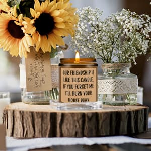 Homsolver Friends Birthday Christmas Gifts for Women, Friend Funny Scented Soy Candles Gift, Our Friendship Candle Premium Lavender Scent