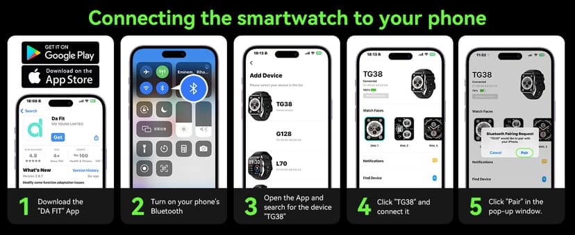 Smart Watch for Men Women, 1.85" HD Fitness Tracker with Bluetooth Calls, 5 ATM Waterproof, 130+ Sport Modes, 24/7 Heart Rate/Sleep Monitor, Pedometer, Calories, Smartwatch for iOS Android (Black)