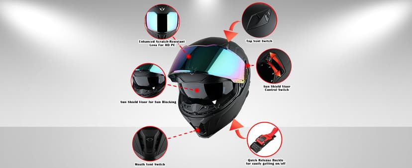 1Storm Motorcycle Full Face Helmet for Adults Men and Women Street Bike Racing Helmet DOT Approved with one Extra Clear Shield