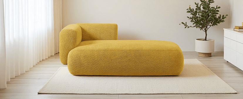 Upholstered Chaise Lounge Indoor for Living Room Bedroom Office Chaise Lounge Sofa:Boucle Fabric Modern Leisure Sofa Recliner Chair Sleeper Indoor (Boucle Cream)