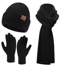 Winter Beanie Hat Scarf Touchscreen Gloves Set for Men and Women, Beanie Gloves Neck Warmer Set with Warm Knit Fleece Lined