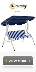 Outsunny 2-Seater Patio Swing Chair, Outdoor Canopy Swing Glider with Pivot Storage Table, Cup Holder, Adjustable Shade, Bungie Seat Suspension and Weather Resistant Steel Frame, Black